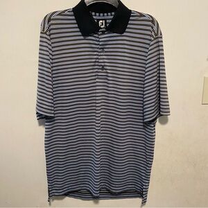 FootJoy Men’s Striped Polo Dresss Shirt Size Medium Golf Casual Preppy Office